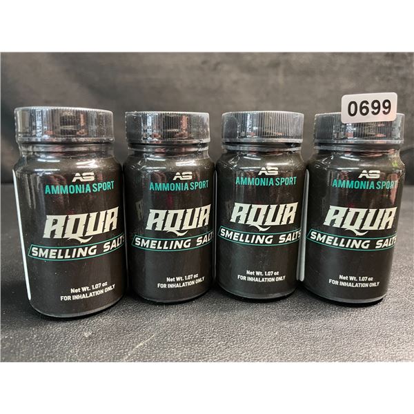 Lot of 4 AmmoniaSport Aqua Smelling Salts - Pre-Activated Smelling Salts for Alertness/Gym - New