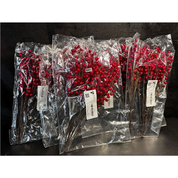 5 Packs of Decorative Berry Stems for Indoor/Outdoor Aesthetics - 12PCS in Each - New