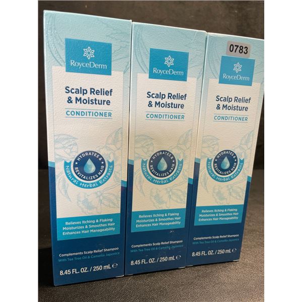 Lot of 3 RoyceDerm Scalp Relief & Moisture Conditioner (250ml) - New Sealed