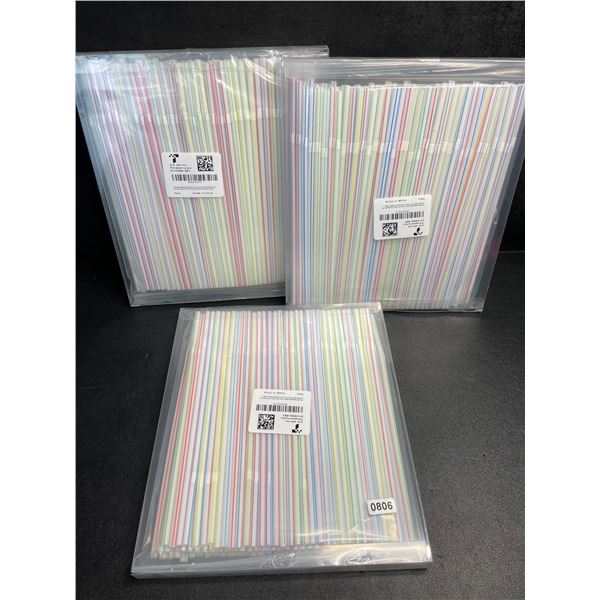 3 Packs of Plastic/Flexible Drinking Straws (100 Per Pack) - New