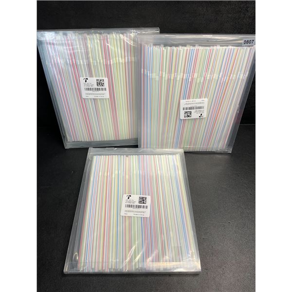 3 Packs of Plastic/Flexible Drinking Straws (100 Per Pack) - New