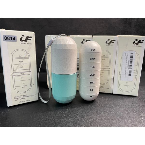 Lot of 5 Pill Organizers/7-Day Pill Organizer Storage Boxes - New