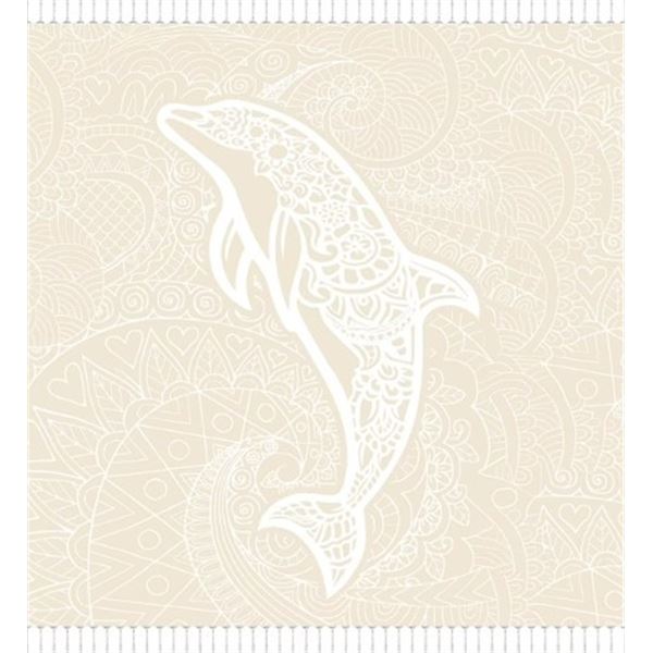 1 Oversized Turkish Beach Towel Blanket - 80" x 80" Dolphin Beige Boho Woven Design - New