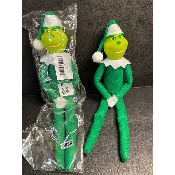 2 Grinch/Christmas "Elf on The Shelf" Dolls - 12.5" Size - Naughty Grinch Elf Decor Dolls - New