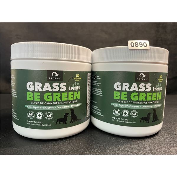 2 Tubs of PetPal Grass Be Green Soft Chew Treats for Dogs (90 Each) with Digestive Enzymes - New