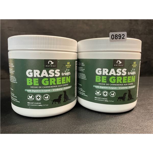 2 Tubs of PetPal Grass Be Green Soft Chew Treats for Dogs (90 Each) with Digestive Enzymes - New
