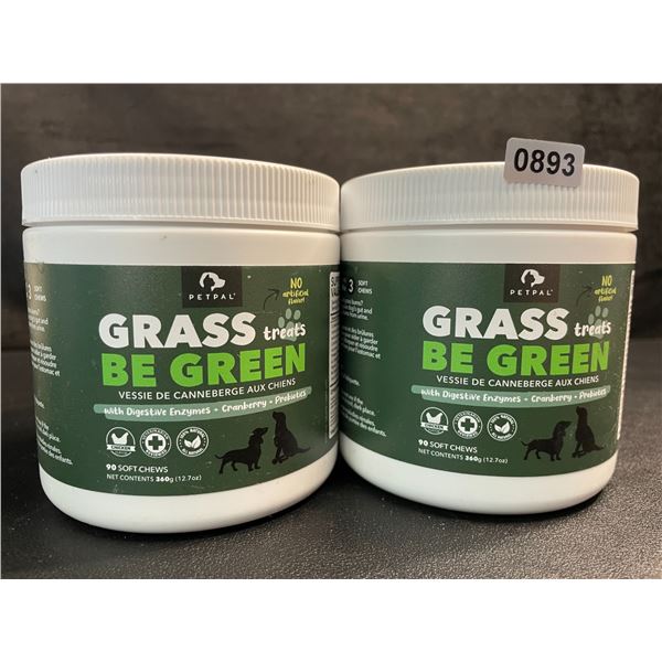 2 Tubs of PetPal Grass Be Green Soft Chew Treats for Dogs (90 Each) with Digestive Enzymes - New
