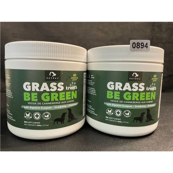 2 Tubs of PetPal Grass Be Green Soft Chew Treats for Dogs (90 Each) with Digestive Enzymes - New