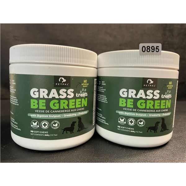 2 Tubs of PetPal Grass Be Green Soft Chew Treats for Dogs (90 Each) with Digestive Enzymes - New