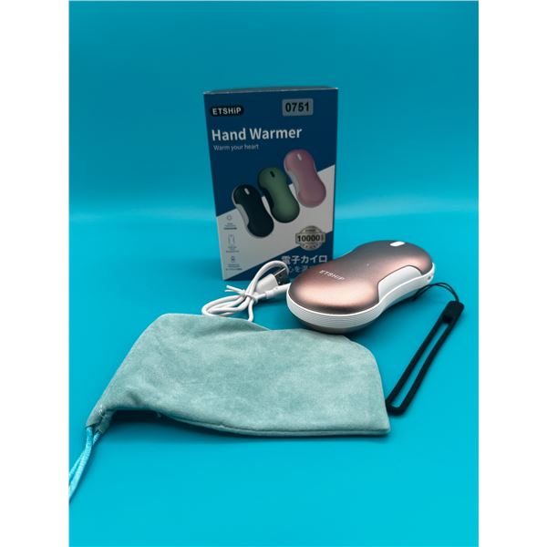 ETSHiP Rechargeable 2 IN 1 10,000mAh Portable Hand Warmer and Power Bank - Rose Gold - New