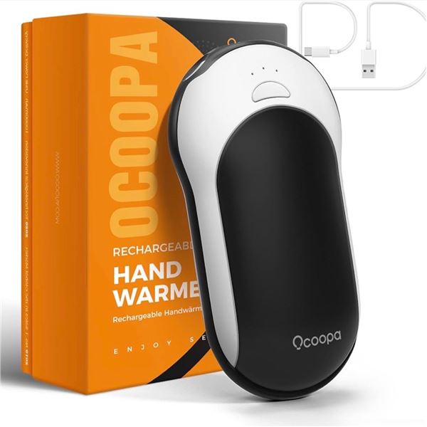 Ocoopa Rechargeable 10,000mAh 2 IN 1 Portable Hand Warmer and Power Bank - Black - New