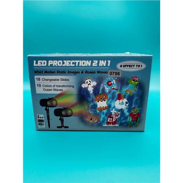 2 IN 1 LED Projection Lamp with 18 Changeable Slides and Colors for Various Holidays - New