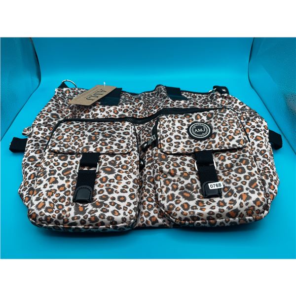 Leopard Print Nylon Cross Body Handbag/Shoulder Bag for Women - New