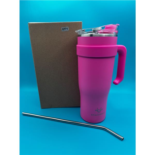 Stacegeele 40OZ Premium Insulated Stainless Steel Tumbler Mug with Metal Straw - Pink  - New