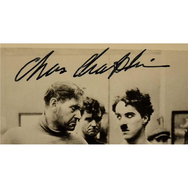 Charlie Chaplin signed movie still photo