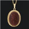 Image 6 : Antique 14K Gold Carved Carnelian Cameo Hand Engraved Frame Pendant 20" Necklace