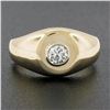 Image 8 : Unisex Solid 14k Gold 0.21 ctw Round Cut Diamond Bezel Solitaire Signet Band Rin