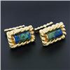 Image 1 : David Webb 18k Yellow Gold & Azurmalachite Lassoed Cylinder Hammered Cuff Links