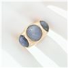 Image 3 : Men's Vintage Bold 14k Rose Gold 34.25 ctw Bezel Oval Star Sapphire 3 Stone Ring
