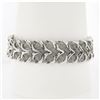 Image 2 : Italian 14K White Gold 7.5" Mesh Tube & Polished Unique Link Wide Strap Bracelet