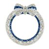 Image 6 : Antique Art Deco Platinum Old Cut Diamond & Sapphire Ribbon Circle Wreath Brooch