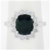 Image 9 : New 18K White Gold 3.22 ctw GIA NO HEAT Cushion Green Sapphire & Diamond Halo Ri