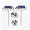 Image 2 : 18k White Gold 3.38 ctw Rectangular Step Cut Amethyst & Diamond Halo Stud Earrin