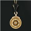 Image 3 : Antique Victorian 14K Gold Diamond Black Enamel Twisted Wire Pendant & 18" Chain