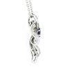 Image 4 : Vintage 18K White Gold 1 ctw Sapphire & Diamond Bow Ribbon Pendant w/ 14k Chain