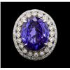 Image 2 : GIA Cert 19.95 ctw Tanzanite and Diamond Ring - 14KT White Gold