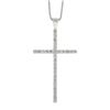 Image 2 : Solid White Gold 0.30 ctw Round Diamond Cross Pendant & 18" Box Link Chain