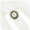 Image 3 : Unique Vintage 14k Two Tone Gold.57 ctw Diamond Halo Open Work Domed Platter Rin