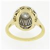 Image 6 : Unique Vintage 14k Two Tone Gold.57 ctw Diamond Halo Open Work Domed Platter Rin