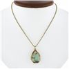 Image 1 : Vintage 14k Gold Tumbled Turquoise Basket Cage Pendant w/ 16" Rope Link Chain