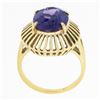 Image 7 : Vintage 14k Gold Oval Synthetic Alexandrite w/ Slotted Open Work Solitaire Ring