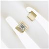Image 4 : 14K Yellow Gold 0.91 ctw GIA Emerald Cut Diamond Brushed Wide Open Wrap Band Rin