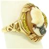 Image 6 : Antique 10k Rose and Green Gold Carved Cameo and Diamond Ring