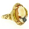 Image 7 : Antique 10k Rose and Green Gold Carved Cameo and Diamond Ring