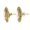 Image 3 : Vintage 14K Yellow Gold Oval Carved Shell Cameo Open Wire Frame Stud Earrings