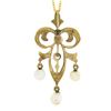Image 6 : Antique Victorian 14K Gold Diamond Seed Pearl Chandelier Lavalier Pendant Chain