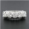Image 2 : Vintage Platinum 1.30 ctw Round Diamond Large Fishtail Pave Set 5 Stone Band Rin