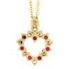 Image 6 : Mayors 14K Gold Alternating Diamond & Ruby Small Open Heart Pendant & 16 Chain
