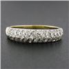 Image 2 : 18K TT Gold 0.65 ctw Round Pave 3 Row Diamond Domed Stackable Wedding Band Ring