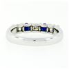 Image 7 : New 14K Gold.89 ctw Round Brilliant Diamond Sapphire U Setting Wedding Band Ring