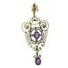Image 5 : Antique Victorian 15k Gold Amethyst & Demantoid Garnet Dangle Lavalier Pendant