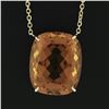 Image 6 : NEW 14k Gold 27.5 ctw Cushion Cut Orange Citrine Solitaire 18.5" Pendant Necklac