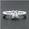 Image 3 : 18k White Gold 1.26 ctw GIA Emerald Cut Diamond w/ Straight Baguette Accents Rin
