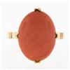 Image 5 : Vintage 14k Yellow Gold GIA Oval Cabochon Salmon Orange Coral Solitaire Ring