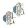 Image 4 : 14K White Gold 20 ctw Aquamarine Cushion Cut w/ Diamond Halo Large Button Earrin