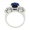 Image 8 : Vintage Platinum 4.95 ctw GIA Oval Dark Blue Sapphire w/ Old European Diamond Ri